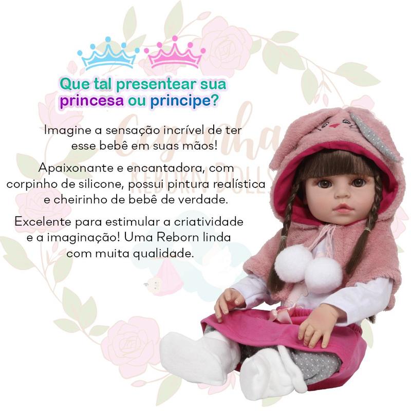 Bebê Reborn Coelinha Valentina Premium Brinquedo Conjunto